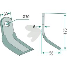 Y-blade Agromet hole 30mm