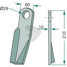 Impact knife left Fischer and others 60X210mm hole 29 mm