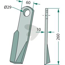 Impact knife left Fischer and others 60X260mm hole 29 mm