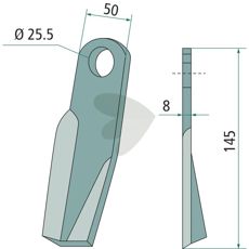 Impact knife left Fischer hole 25.5 mm