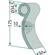 Impact knife Agromec hole 34.5 mm