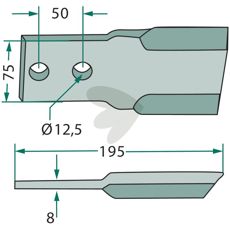 Impact knife left Perfect hole 12.5 mm