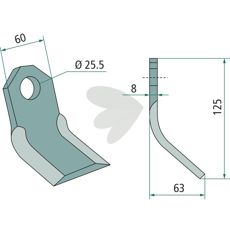 Y-cutter Breviglieri 60X125mm, hole 25.5mm