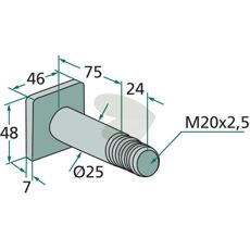 Bolt M20X2.5, 46X48mm