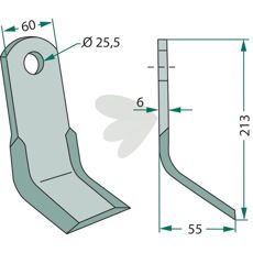 Y-cutter Lagarde 60X213mm, hole 25.5mm