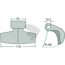 Hammer blade 70/170mm, 16.5mm