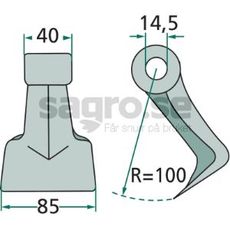 Hammer blade 40/85mm, hole 14.5mm