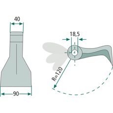 Hammer blade 40/90mm, hole 18.5mm Agrimaster, Lagarde