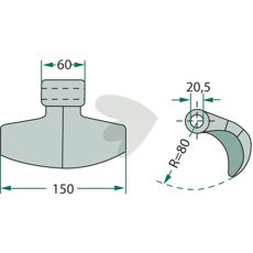 Hammer blade 60/150mm, hole 20.5mm