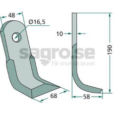 Y-cutter Maletti, Kverneland 48X190mm, hole 16.5mm