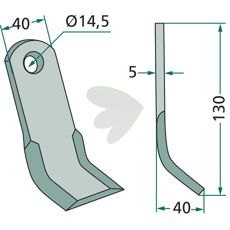 Y-cutter 40X130mm, hole 14.5mm