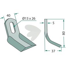 Y-cutter 40X80mm, hole 13X26mm