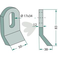 Impact knife from Müthing with dimensions 17X34.5 mm for efficient cutting.