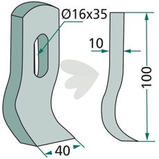 Cutting knife Herder, Gilbers, Mulag hole 16X35mm