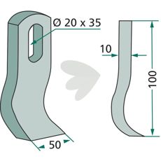 Cutting knife Mulag, Herder hole 20X35mm