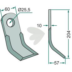Y-knife 60X204mm hole 25.5mm - 55202