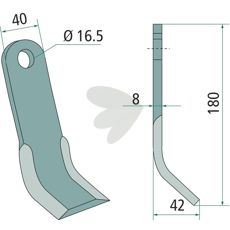 Y-knife Nobili 40X180mm, hole 16.5mm