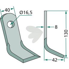 Y-knife 40X130mm hole 16.5mm