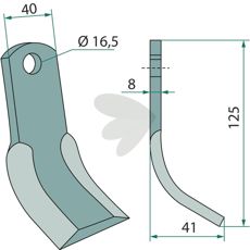 Y-blade Nobili 40X125mm, hole 16.5mm