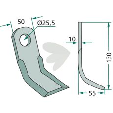 Y-blade OMARV 50X130mm, hole 25.5mm - CL00309