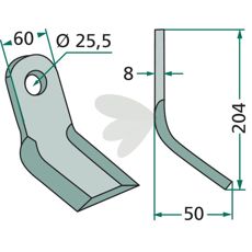Y-blade 60X204mm hole 25.5mm - 9119