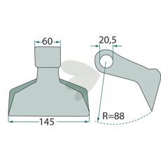 Hammer blade 60/145mm, hole 20.5mm
