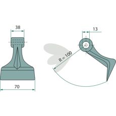 Hammer blade 38/70mm, 13mm hole