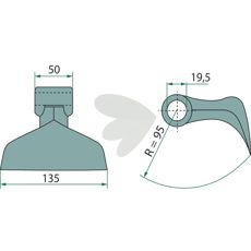Hammer blade 50/135mm, hole 19.5mm