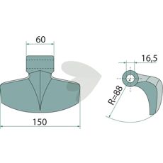 Hammer blade 16.5 mm 150 mm