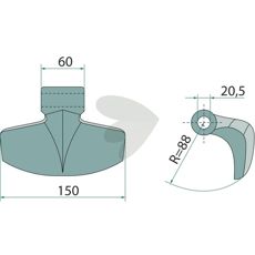 Hammer blade 20.5 mm 150 mm