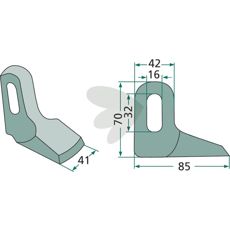 Hammer blade 41mm, hole 32X16mm