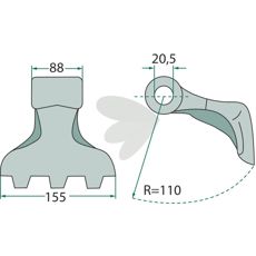 Hammer blade 88/155mm, hole 20.5mm