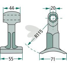 Hammer blade 44/55mm, hole 20mm