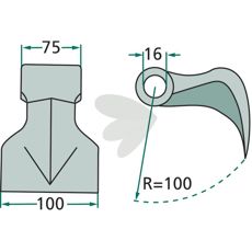 Hammer blade 75/100mm, hole 16mm