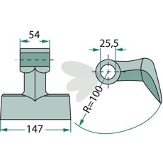Hammer blade 54/147mm, hole 25.5mm