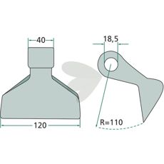 Hammer blade 40/120mm, hole 18.5mm