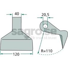 Hammer blade 40/120 mm, hole 20.5mm