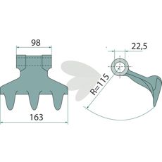 Hammer blade 98/163mm, hole 22.5mm