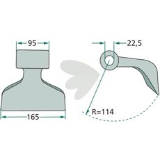 Hammer blade 95/165mm, hole 22.5mm