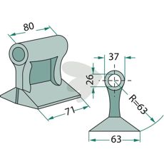 Hammer blade 80/71mm, hole 26mm