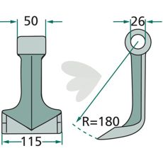 Hammer blade 50/115mm, hole 26mm