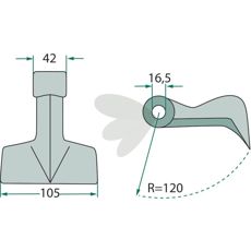 Hammer blade 42/105mm, hole 16.5mm