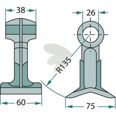 Hammer blade 38/60mm, hole 26mm