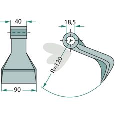 Hammer blade 40/90mm, hole 18.5mm Lagarde