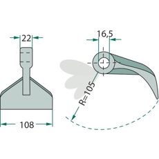 Breaker hammer 22/108mm, hole 16.5mm
