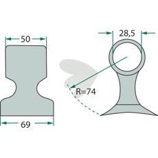 Breaker hammer 50/69mm, hole 28.5mm - A-2762