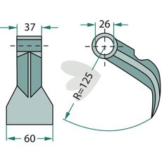 Breaker hammer 37/60mm, hole 26mm