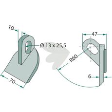 Breaker hammer 10/70mm, 13X25.5mm