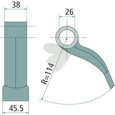 Breaker hammer 38/45.5mm, hole 26mm