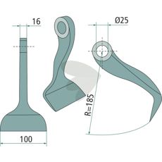 Breaker hammer 16/100mm, hole 25mm